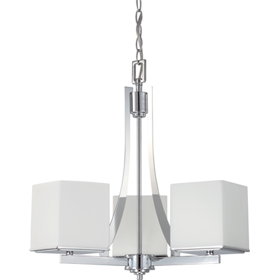 Nuvo Lighting 60/4085  Bento - 3 Light Chandelier with Satin White Glass in Polished Chrome Finish